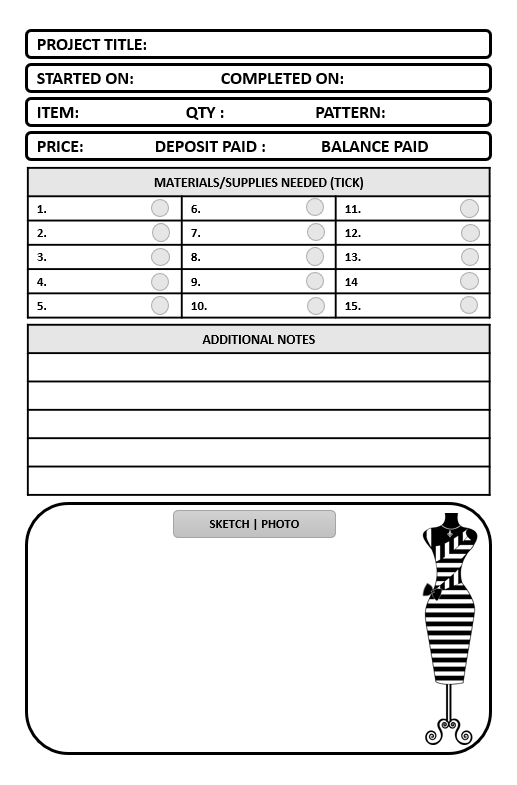 Printable Sewing Planner Template